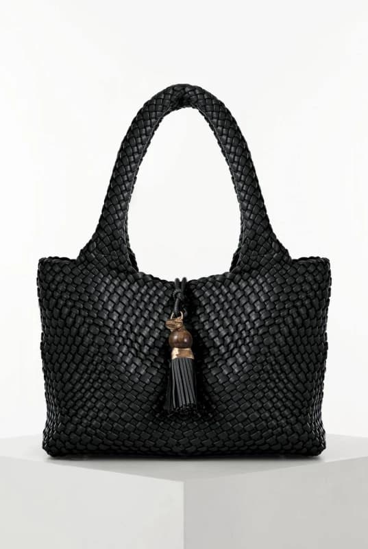 Luella Grey Womens 'Saskia' Large Woven Tote in Black Female