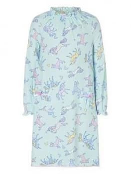 Monsoon Girls Unicorn Print Nightie - Aqua