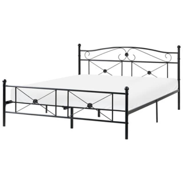 Beliani Bed Metal Rodez 160 X 200 Cm (Eu King Size) Black