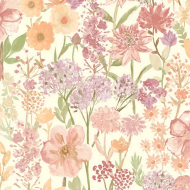 Grandeco Wildflowers Cream & Red Floral Meadow Wallpaper A61603