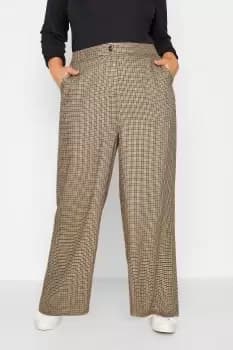 Brown Check Wide Leg Trousers