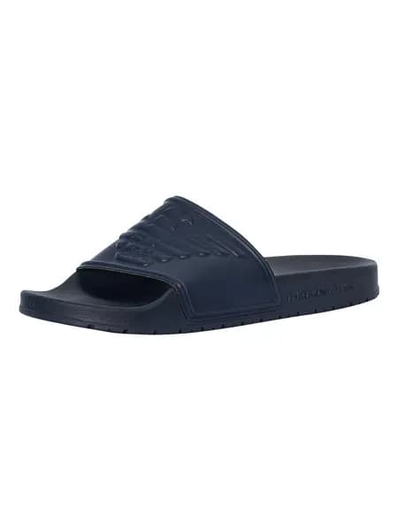 Emporio Armani Logo Sliders Navy 8 UK