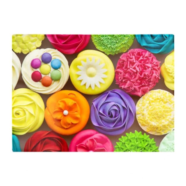 Warren Reed Designer Bright Colourful Cupcakes Glass Chopping Board