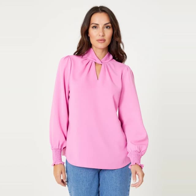 Be You Twist Neck Blouse - Pink Pink 10