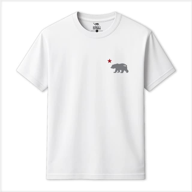 Republic of California Mens Cali Bear T-Shirt in White Size: Small White Male S