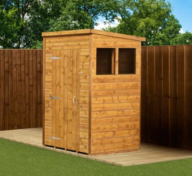 Empire Sheds Empire Modular Pent 4X4 Dipped Treated Tongue And Groove Wooden Garden Shed With Windows (4' X 4' / 4ft X 4ft) (4X4)