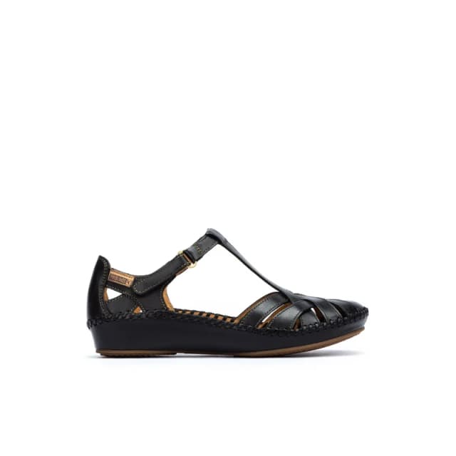 Pikolinos Vallarta Semi-Wedge Sandals in Leather Black Women 36 (3.5);38 (5)