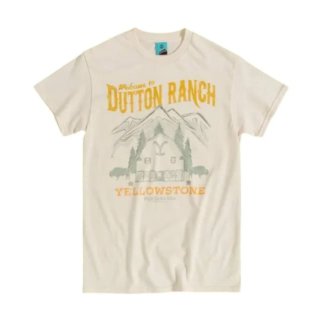 Yellowstone Mens Welcome To Dutton Ranch T-Shirt in Off-White Size: Large Off-White Male L