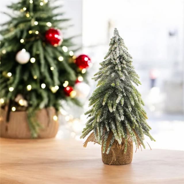 St Helens Decorative Snow Effect Mini Christmas Tree in Hessian Bag - 35cm ELV-958645