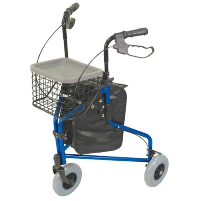 Loops Blue Foldable Aluminium Tri-Walker - Bag AND Basket Included 132kg Weight Limit Multi