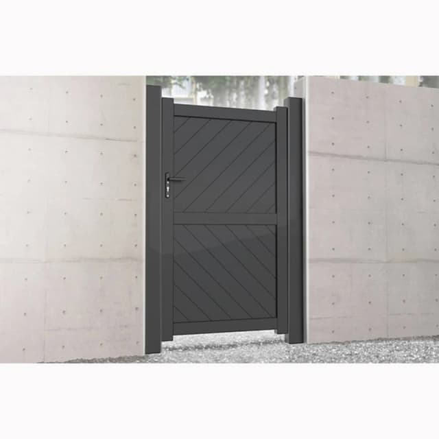 Ready Made Gates Pedestrian Gate 1000x2000mm Grey - Diagonal Solid Infill & Flat Top Grey Unisex