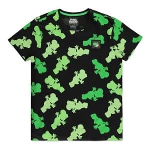 Nintendo - Super Mario Bros. Yoshi Colour Silhouette All-Over Print Mens Large T-Shirt (Green/Black)