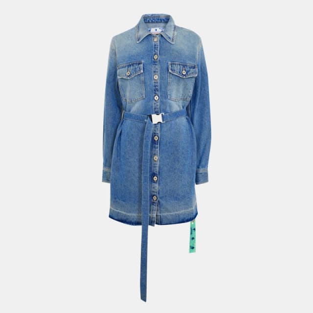 Off White Womens Knitted Relaxed Fit Jumper Dress Blue female 4 (3XS)