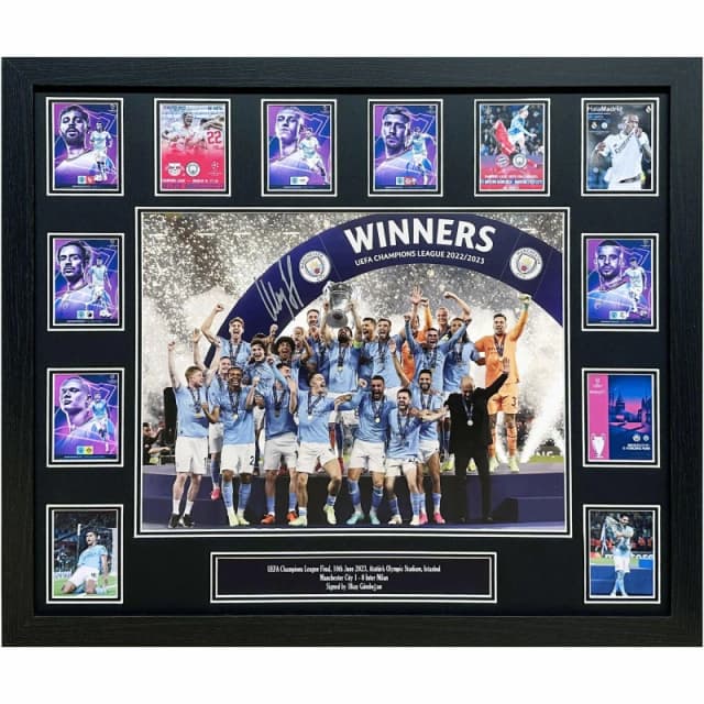 AllStarSignings Ltd Ilkay Gundogan signed framed Manchester City photo Blue unisex One Size