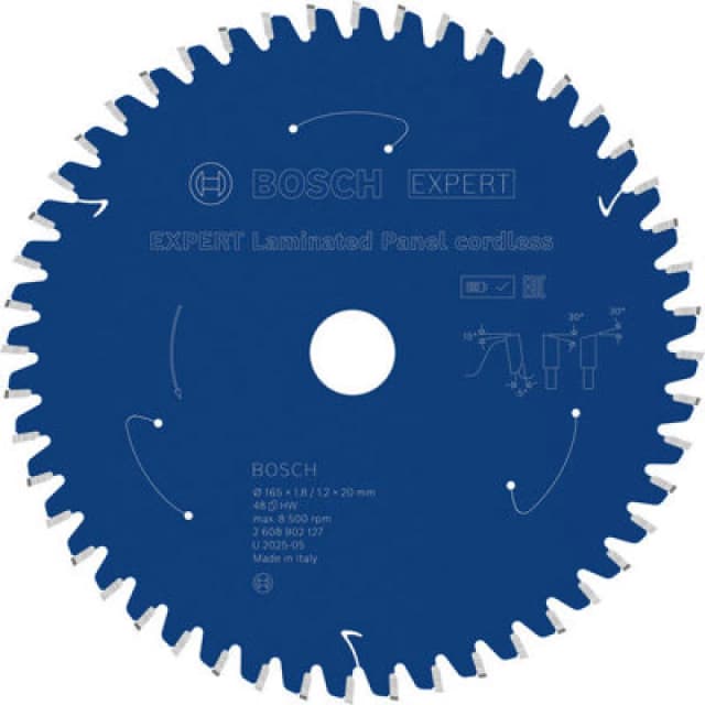 Bosch Expert Laminated Panel Circular Saw Blade 165 X1.8/1.2X20mm T48 2608902127