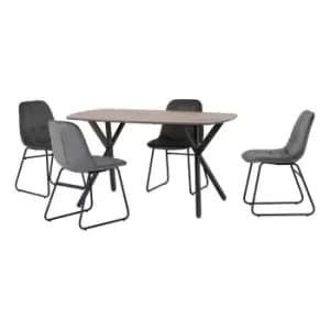 Athens Rectangular Dining Table with 4 Lukas Chairs, Oak Effect Grey