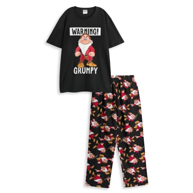 Disney Men Short Sleeve Long Leg Pyjama Set in Black Size: Small Black S Male 5063203281725