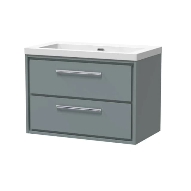 Balterley Modern Bathroom 2 Soft Close Drawer Wall Hung, Grey, 800mm in Grey Grey Unisex