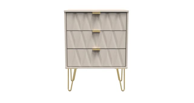 Welcome Furniture Ready Assembled Diamond 3 Drawer Chest In Kashmir Matt, Cream DIF023KMK
