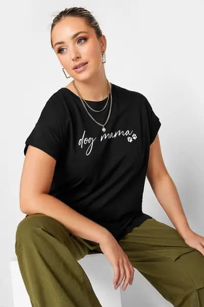 Yours Slogan T-Shirt Black