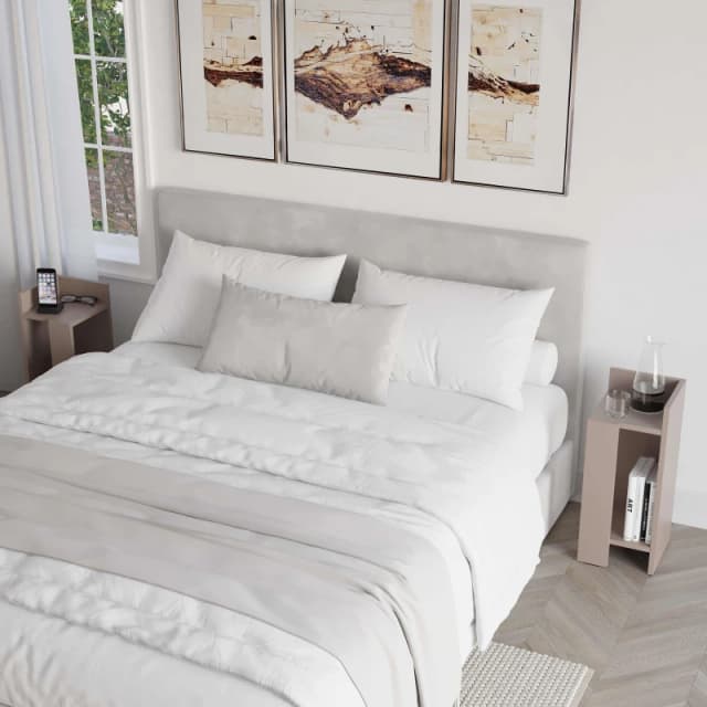 Decortie Elos' Modern Bedside Table Narrow Left & Right 2 Piece in Grey Size: 2 Pack Grey Unisex 2 Pack