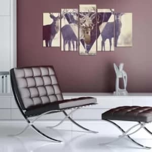 5PYY-004 Multicolor Decorative MDF Painting Stag (5 Pieces)