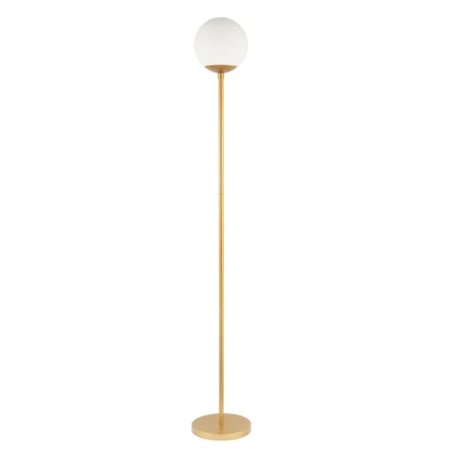Happy Homewares Modern Floor Lamp with Opal White Globe Glass Shade & Foot Switch in Gold Gold Unisex