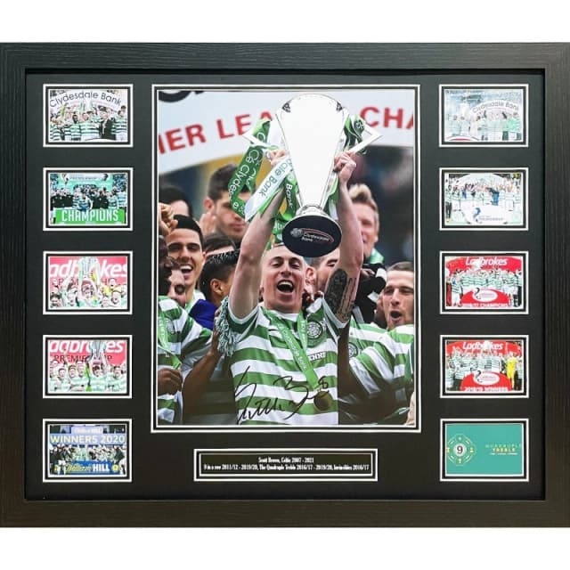 AllStarSignings Ltd Scott Brown signed & framed Celtic photo Green unisex One Size