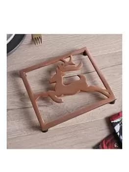 Very Home Bronze Trivet With Christmas Reindeer Design