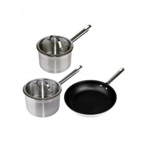 Denby Stainless Steel 3Pc Pan Set 16+18Cm Saucepan 24Cm Frypan