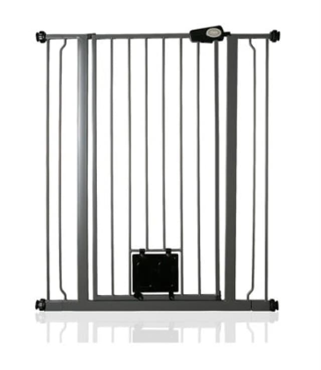 Bettacare Pet Gate With Lockable Cat Flap, 87.9Cm - 95.5Cm, Slate Grey, 104Cm In Height