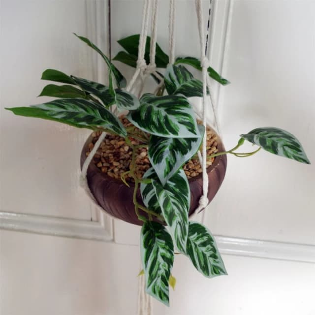 Leaf Hanging Artificial Plant Realistic with Planter Botanik Green