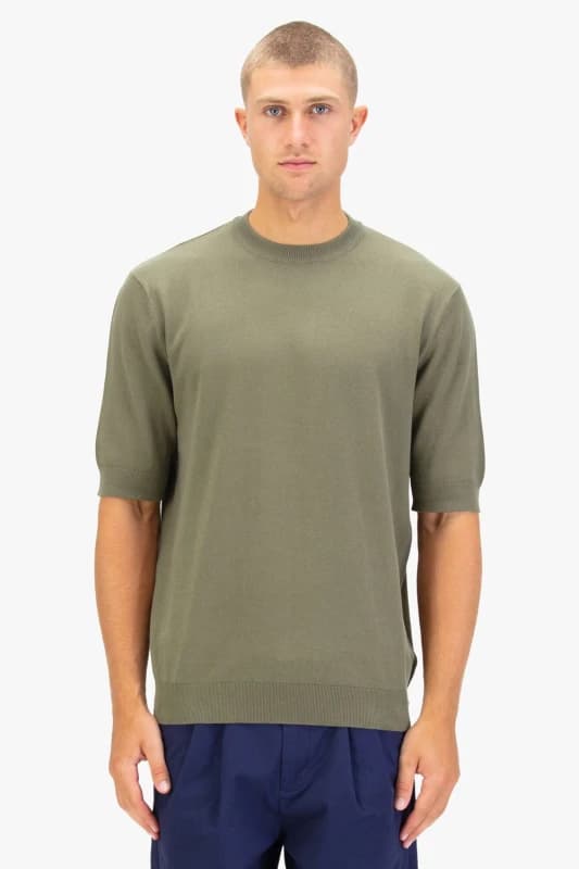 Luke 1977 Luke 1977 Men Farrington Knitted T-Shirt in Green Size: 2X-large Green XXL Male 5063494097012