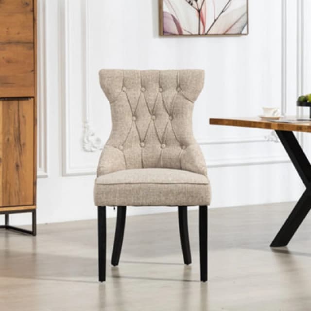 Lurano Fabric Dining Chairs - Set Of 2 - Light Brown