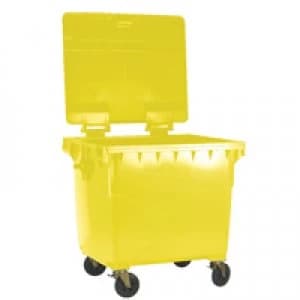 Slingsby Yellow Clinical Waste 1100 Litre Refuse Container With Flat Lid 377921