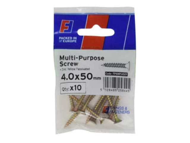 Forgefix Fpkmps450Y Multi Purpose Pozi Screw Csk St Zyp 4.0 X 50mm Forgepack 10