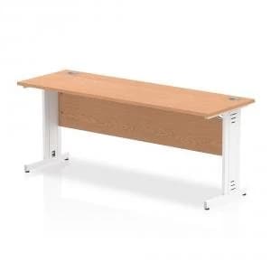 Trexus Desk Rectangle Cable Managed White Leg 1800x600mm Oak Ref