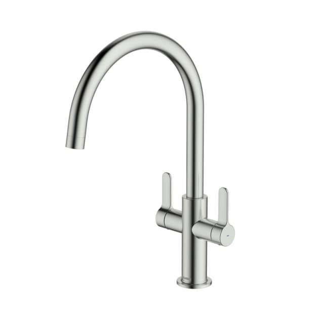 McAlpine McAlpine Teviot Twin Lever Kitchen Mixer Tap - Nickel Silver