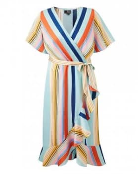 Lovedrobe Striped Ruffle Wrap Dress
