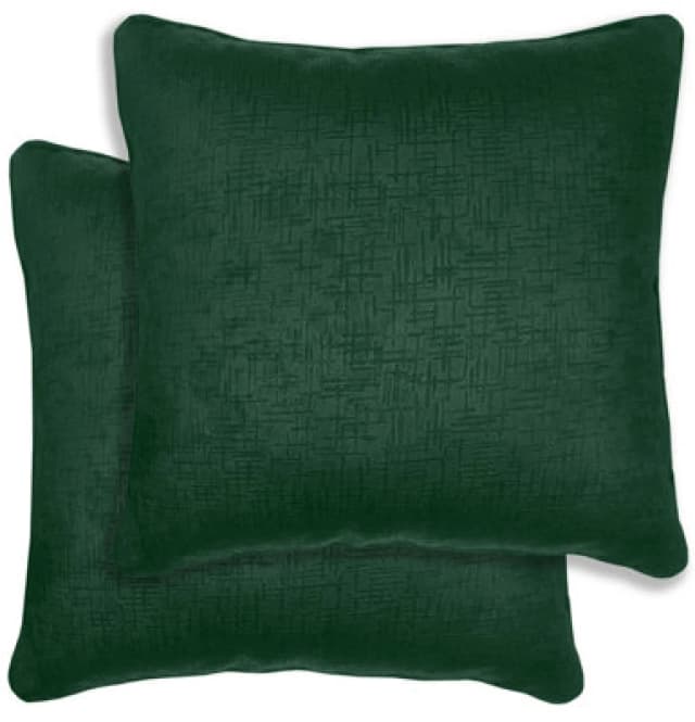 Enhanced Living Pair of Vogue Textured Double Sided Zip Opening Piped Edge Cushion Covers - 43x43cm - Cases Only Green