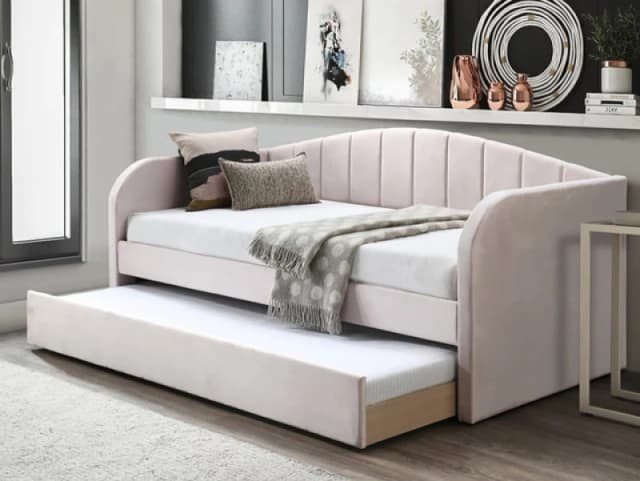 Flintshire Fabric Pink Guest Bed Frame - 3ft Single