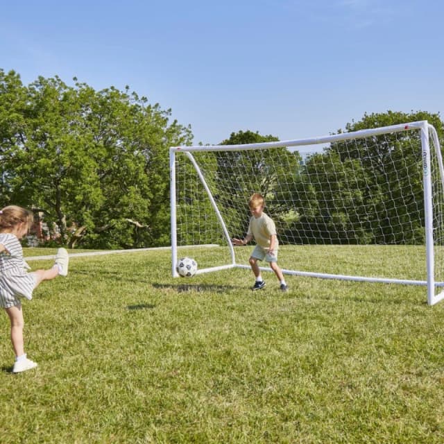 OutdoorToys Portable PVC Locking Football Goal with Nylon Net - 12ft x 6ft in White White Unisex