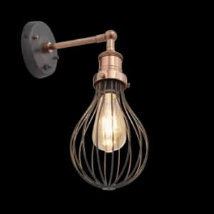 Industville Brooklyn Balloon Cage Wall Light - 6" - Copper / Copper