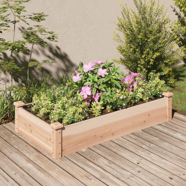 vidaXL Raised Bed with Liner 120x60x25cm Solid Wood Fir, Brown 364289