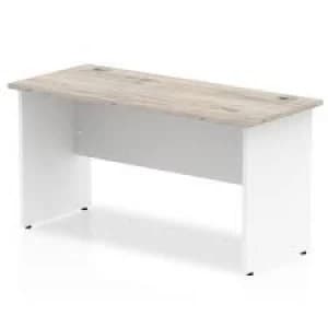 Trexus Slim Rectangular Desk Panel End Leg 1400x600mm Grey OakWhite