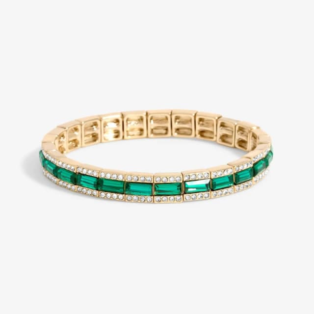 Jon Richard Gold Plated Emerald Baguette Stretch Bracelet Gold