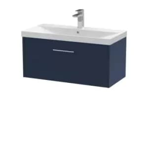 Hudson Reed Juno 800mm Wall Hung Single Drawer Vanity & Thin-Edge Basin - Electric Blue