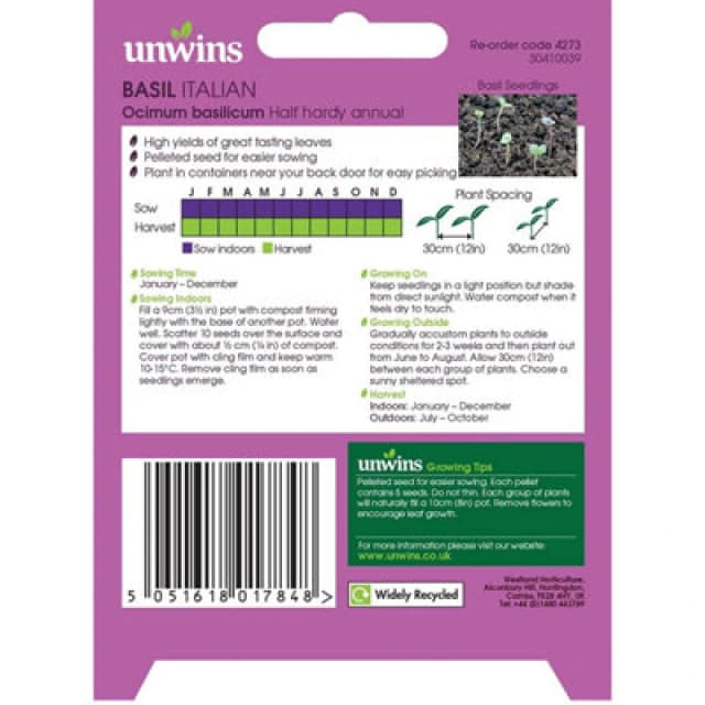 Unwins Herb Basil Italian