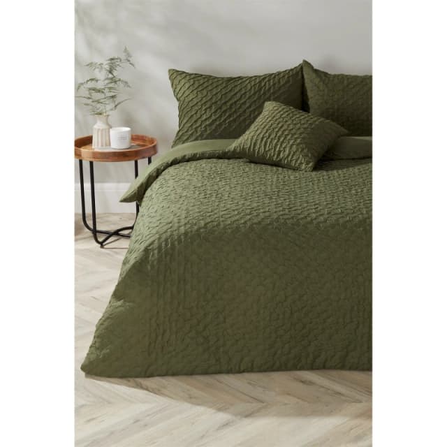 Homelife Michigan Crinkle Duvet Set - Green Green Single