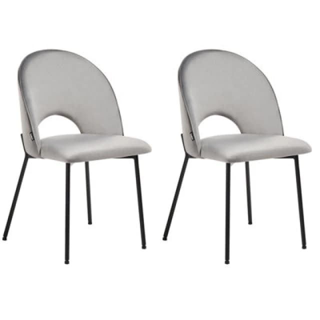 Beliani Set Of 2 Dining Chairs Covelo Velvet Grey